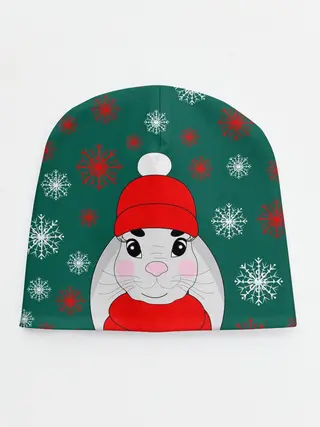 Детская шапка / зимний кролик и снежинки