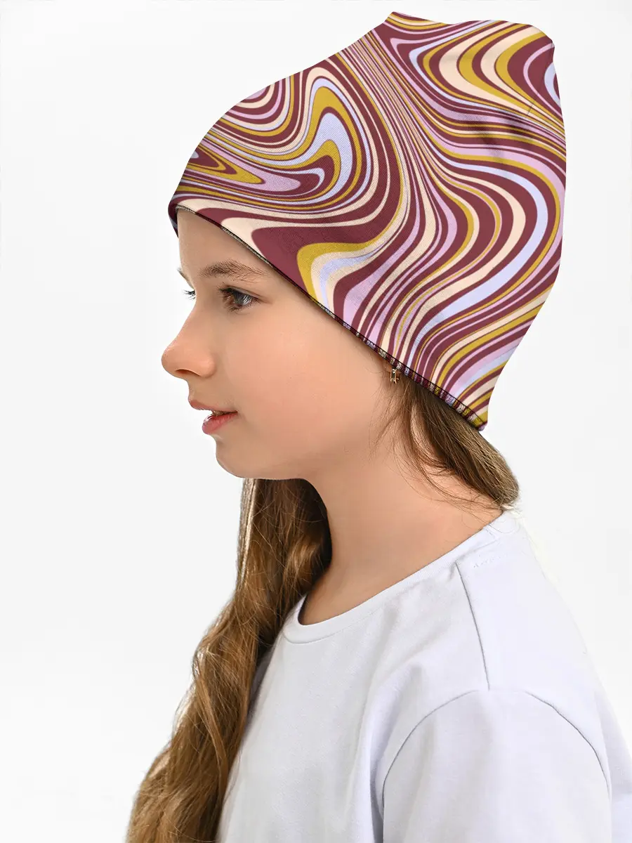 Детская шапка / Красно-золотые разводы красок паттерн