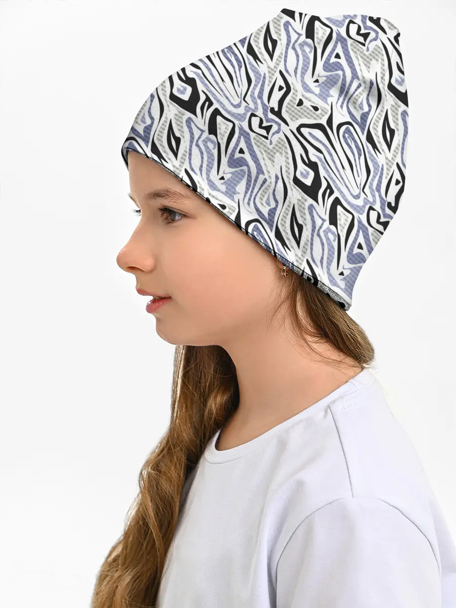 Детская шапка / Абстрактный сиренево-черный