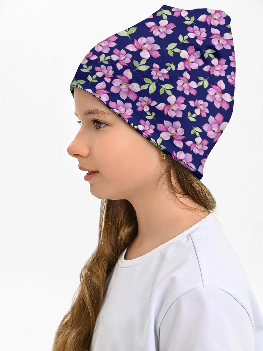 Детская шапка / Акварельные цветы Магнолии