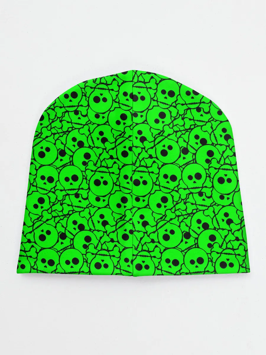 Детская шапка / Черепа на кислотно-зеленом фоне