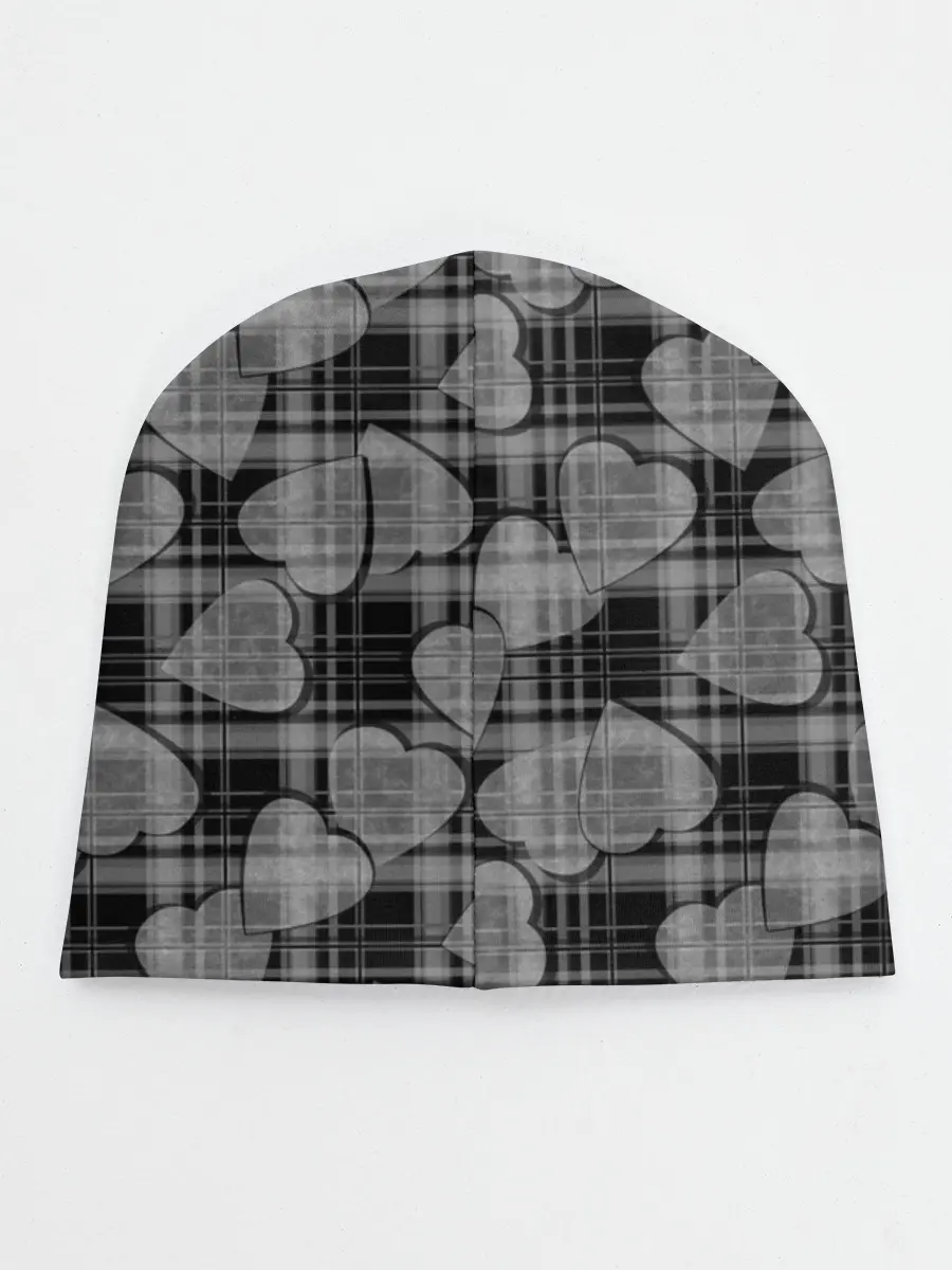 Детская шапка / Черно-серый клетчатый узор