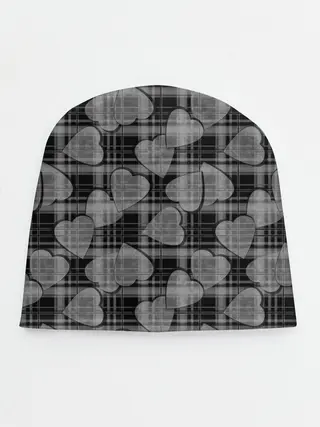 Детская шапка / Черно-серый клетчатый узор