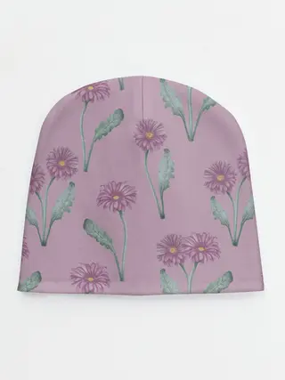Детская шапка / Розовые герберы на розовом фоне