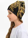 Детская шапка / Золотые цветы на белом