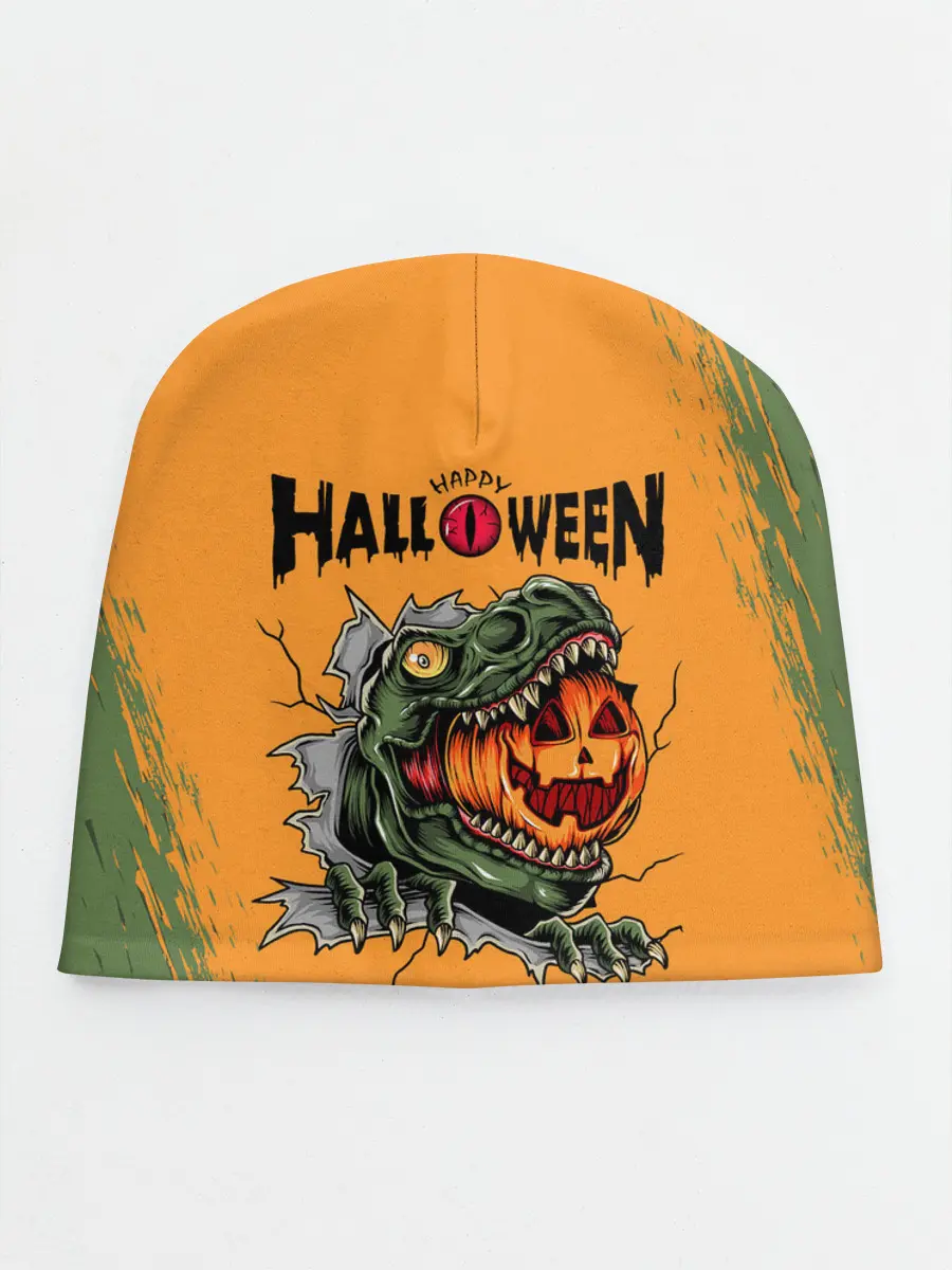 Детская шапка / Т-Рекс с тыквой в пасте | Хэллоуин
