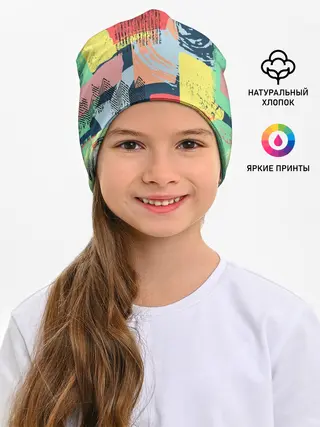 Детская шапка / Желто-зеленый тай-дай