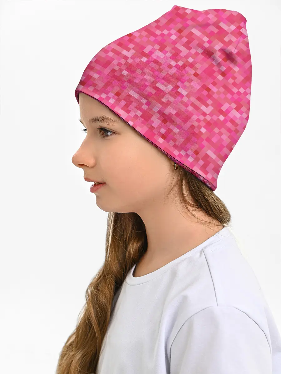 Детская шапка / Цикламеновая пиксельная абстракция