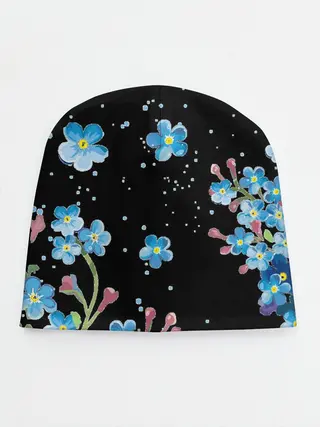 Детская шапка / Букет голубых цветов