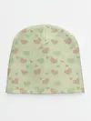 Детская шапка / Сердечки на светло зеленом фоне