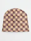 Детская шапка / Коричневые и бежевые квадраты с линями