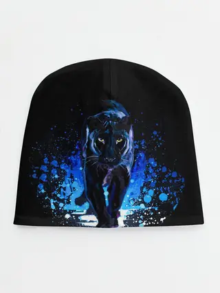 Детская шапка / Черная пантера пятна краски