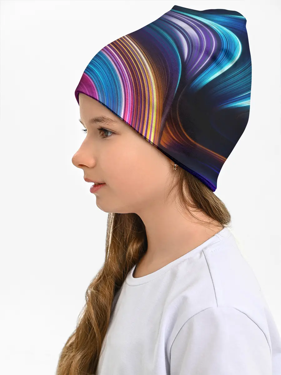 Детская шапка / Цветные неоновые волны