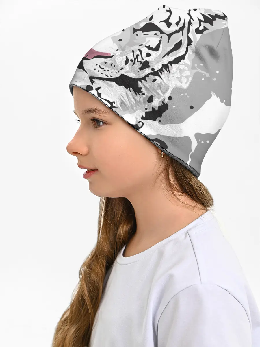 Детская шапка / Белый снежный тигр