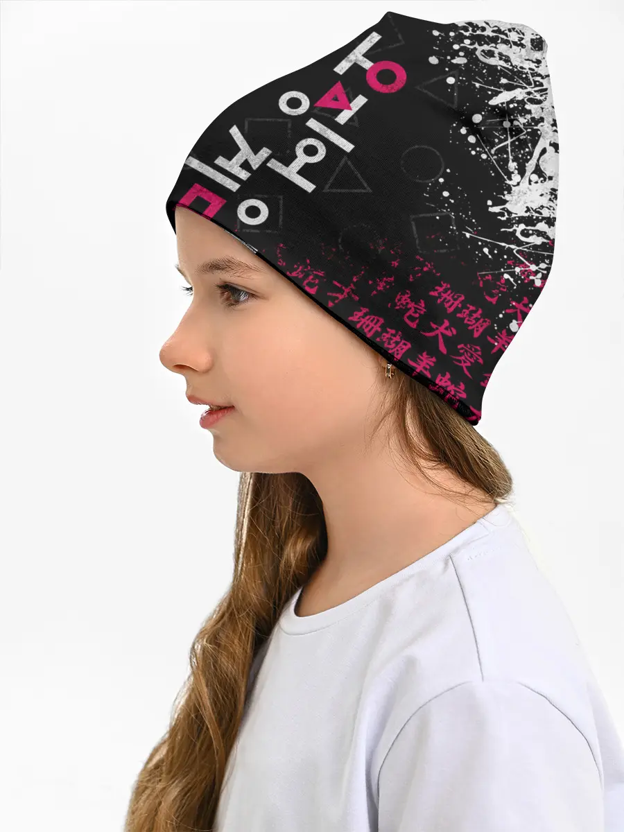 Детская шапка / ИГРА В КАЛЬМАРА БРЫЗГИ КРАСОК / ИЕРОГЛИФЫ