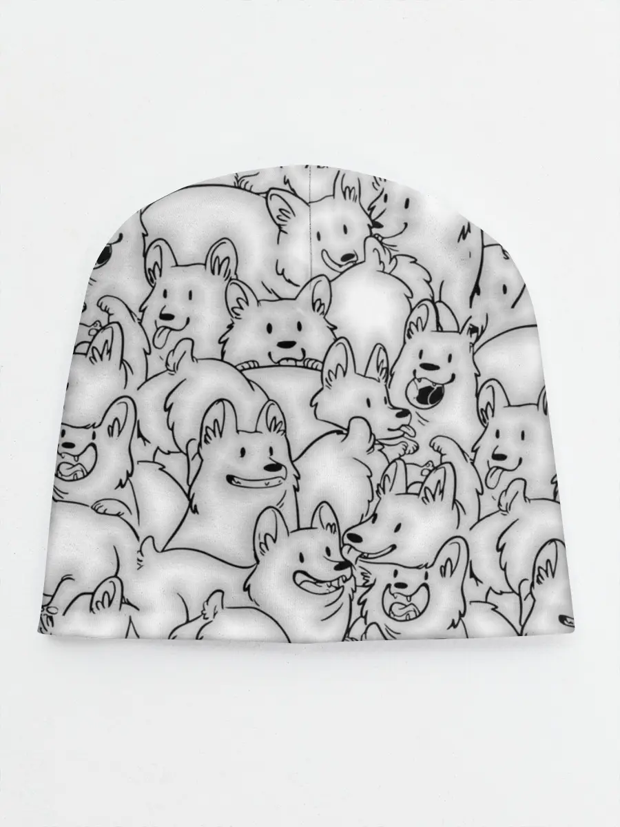 Детская шапка / Корги ЧБ