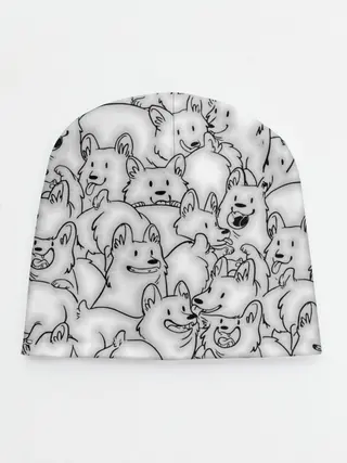 Детская шапка / Корги ЧБ