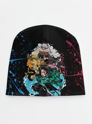Детская шапка / Kimetsu no yaiba красносиние брызги