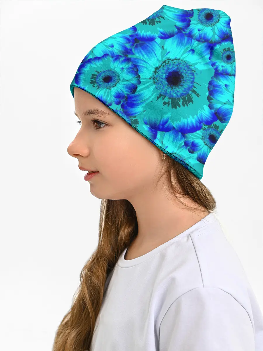 Детская шапка / Голубые хризантемы