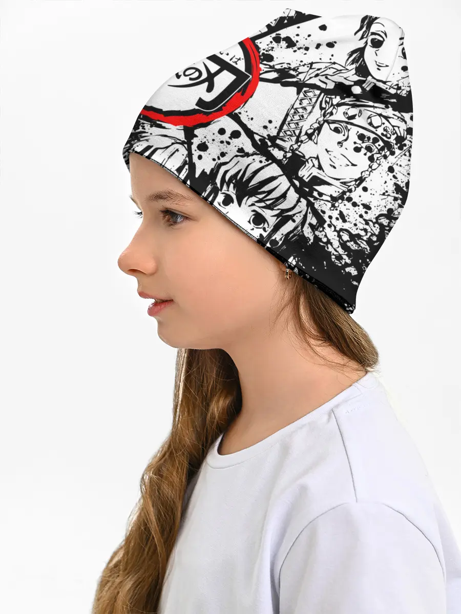 Детская шапка / Kimetsu no yaiba чернобелый коллаж