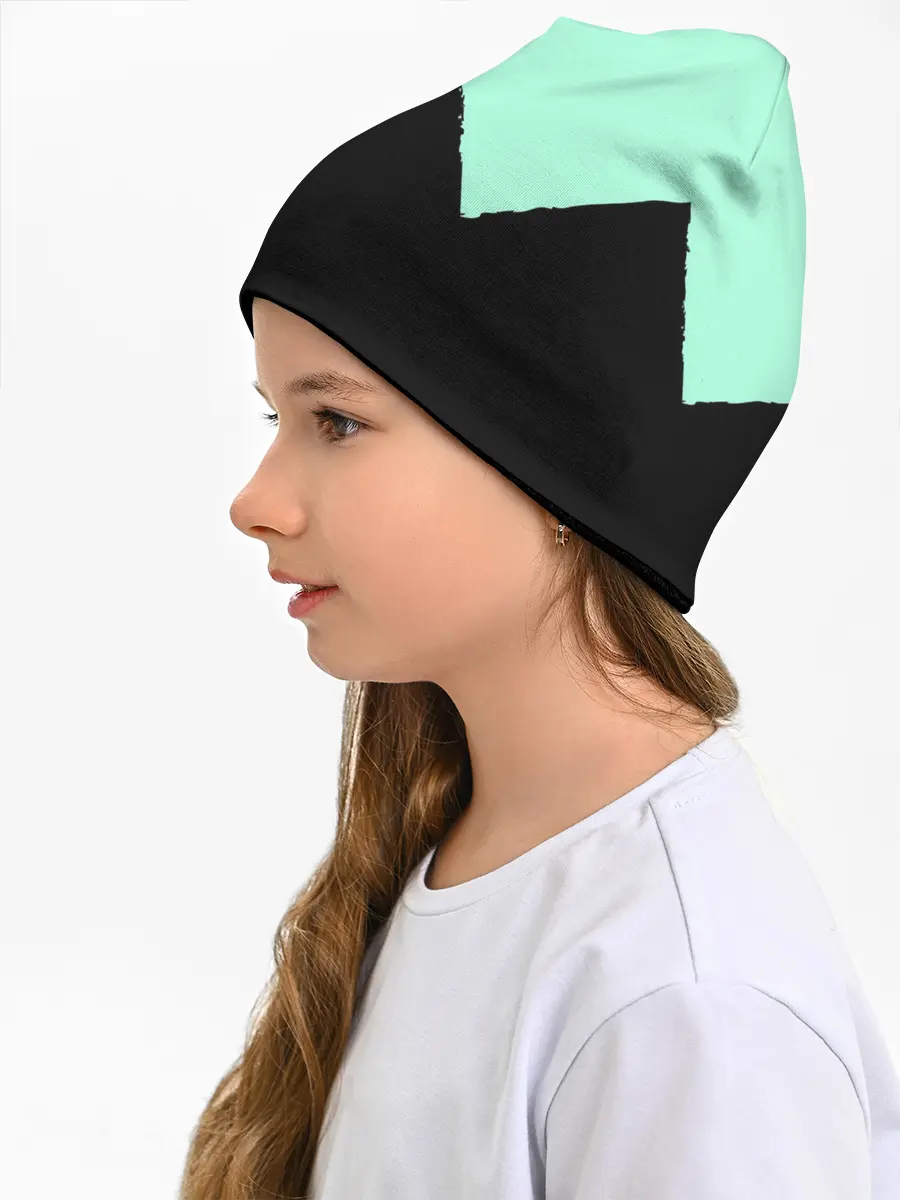 Детская шапка / неровные зубья черный мятный