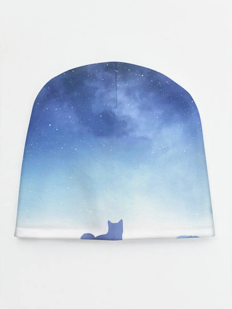 Детская шапка / силуэт корги ночь космос дымка