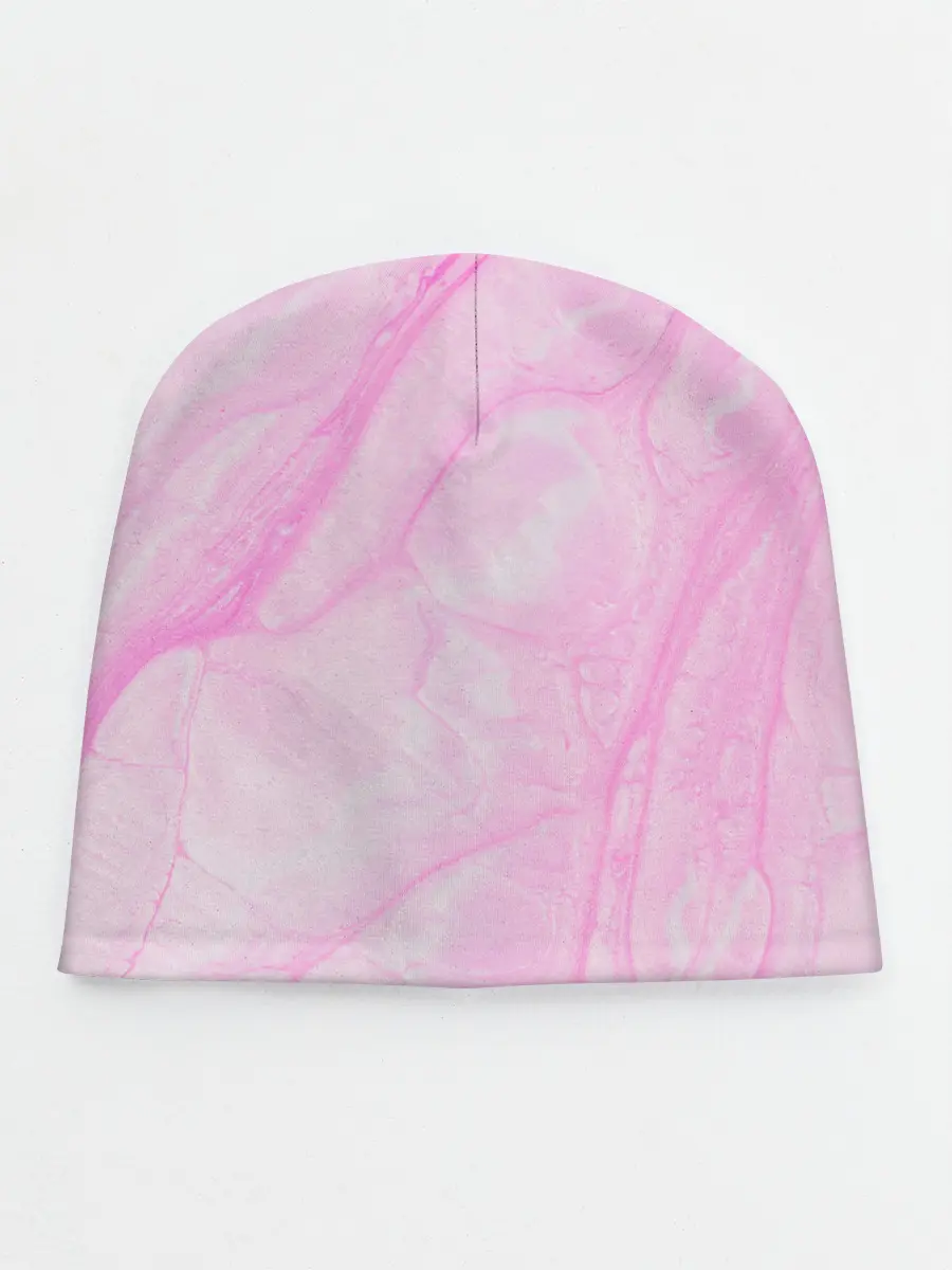 Детская шапка / розовые разводы краска зефир