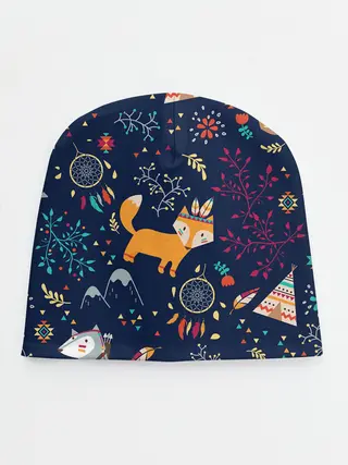 Детская шапка / Звери природа индейцы этно