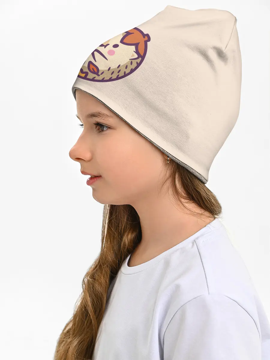 Детская шапка / Ёжик листья милый рисунок