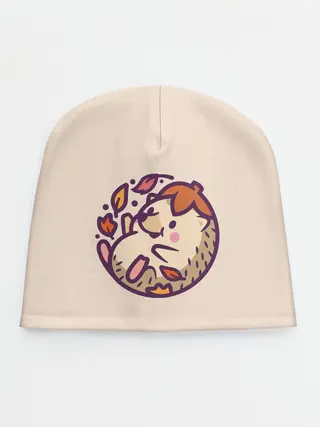 Детская шапка / Ёжик листья милый рисунок