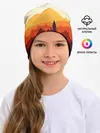 Детская шапка / Горы закат пейзаж лиса арт