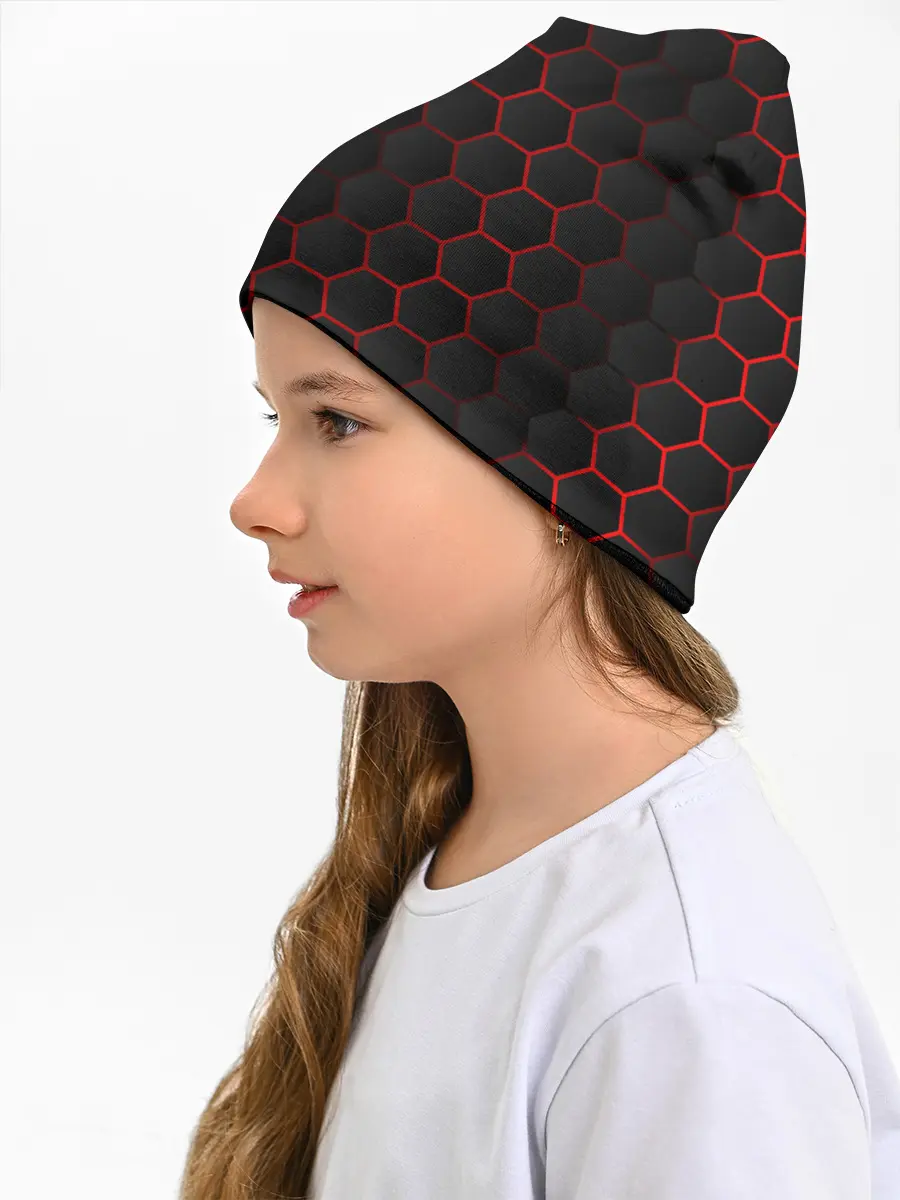 Детская шапка / 3D black & red