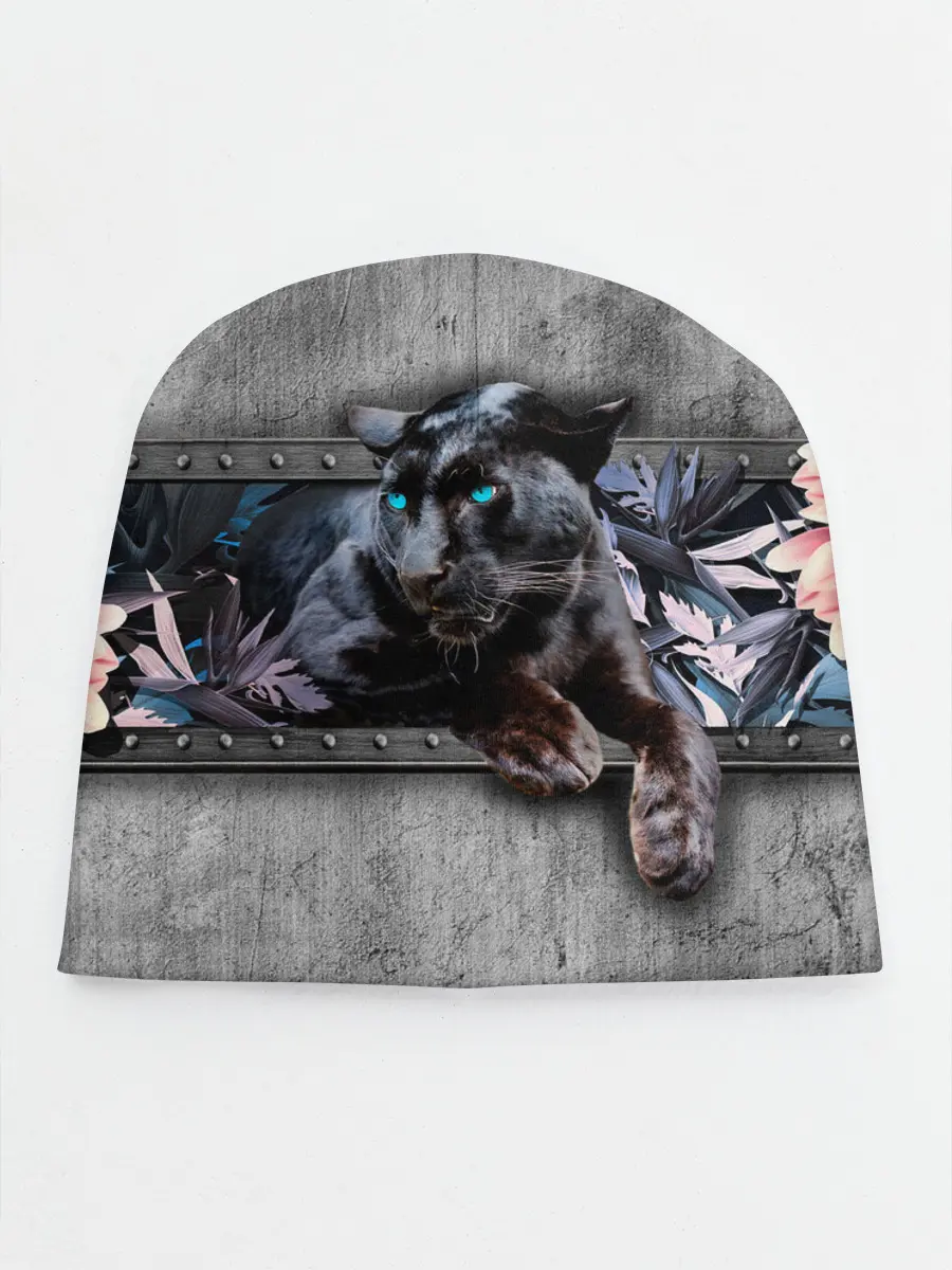 Детская шапка / Пантера и цветы