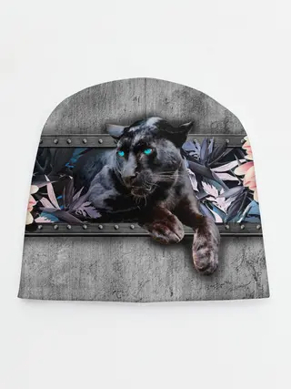 Детская шапка / Пантера и цветы