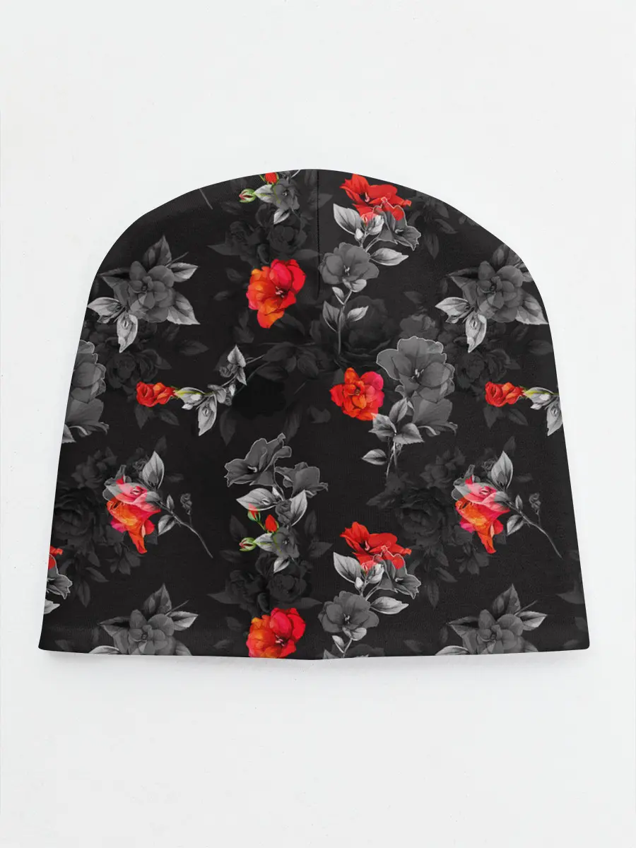 Детская шапка / Красные цветы