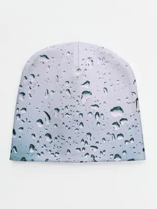 Детская шапка / Капли окно стекло дождь серо