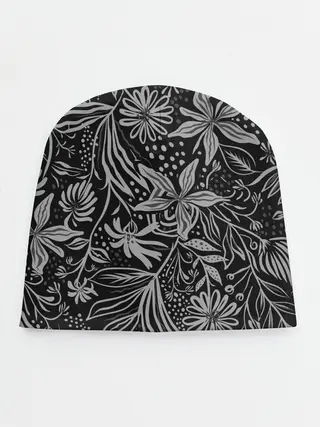 Детская шапка / Флора | Черно Белая