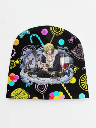 Детская шапка / Винсмок Санджи. Фон со сладостями