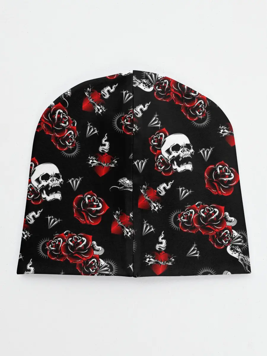Детская шапка / Черепа и розы