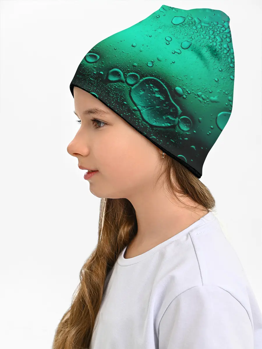 Детская шапка / Зеленые капли клетки