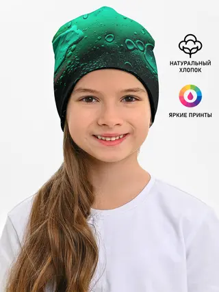 Детская шапка / Зеленые капли клетки
