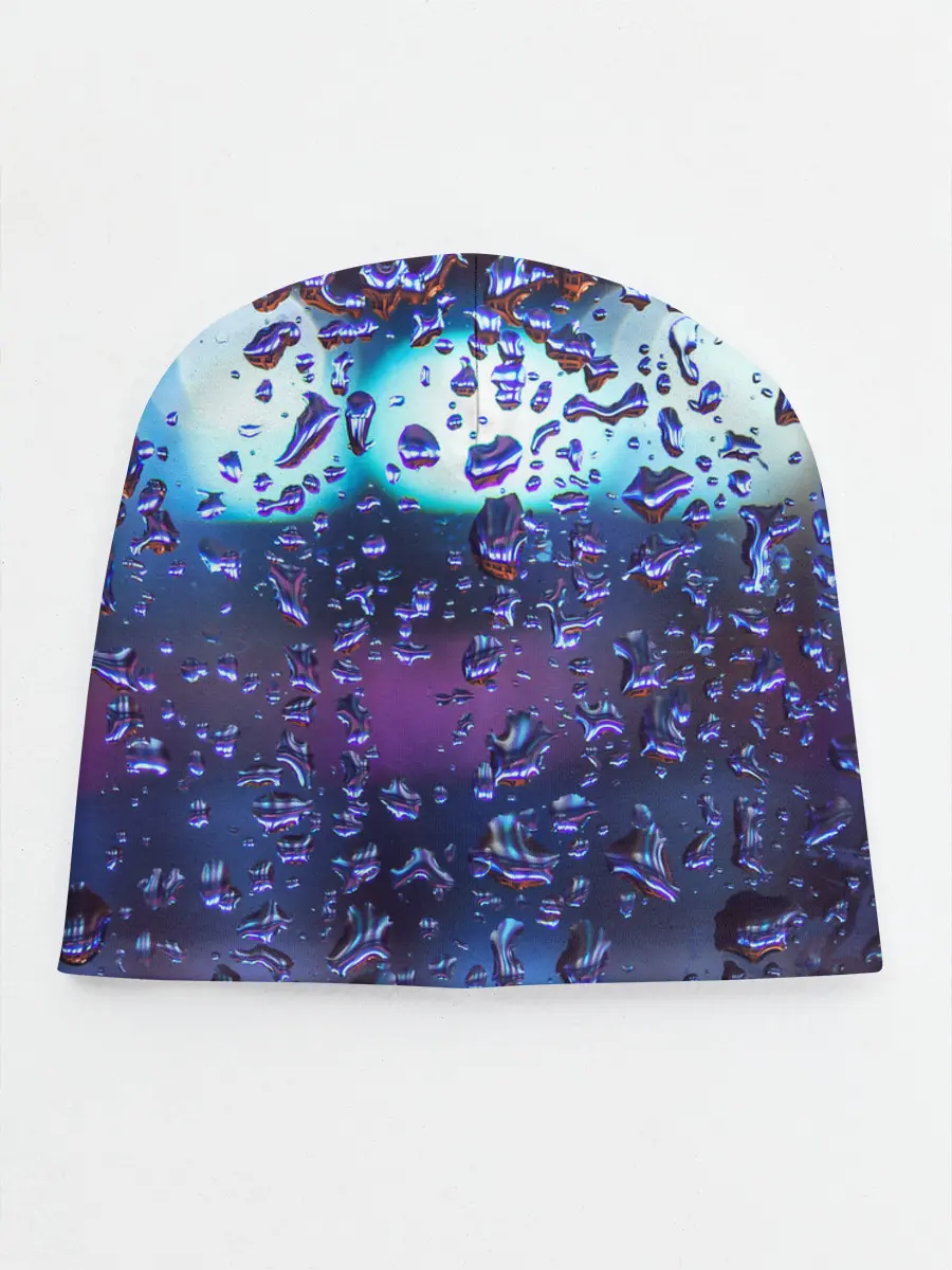 Детская шапка / Капли на стекле макро