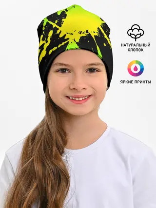 Детская шапка / KILLA зеленые брызги