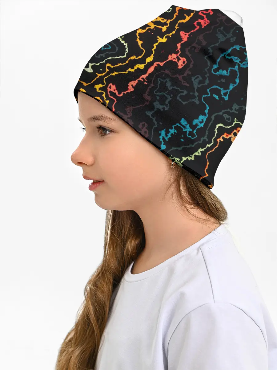 Детская шапка / линий,цветной,черный