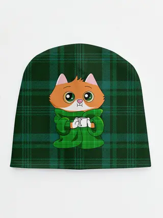 Детская шапка / Котёнок в пледе