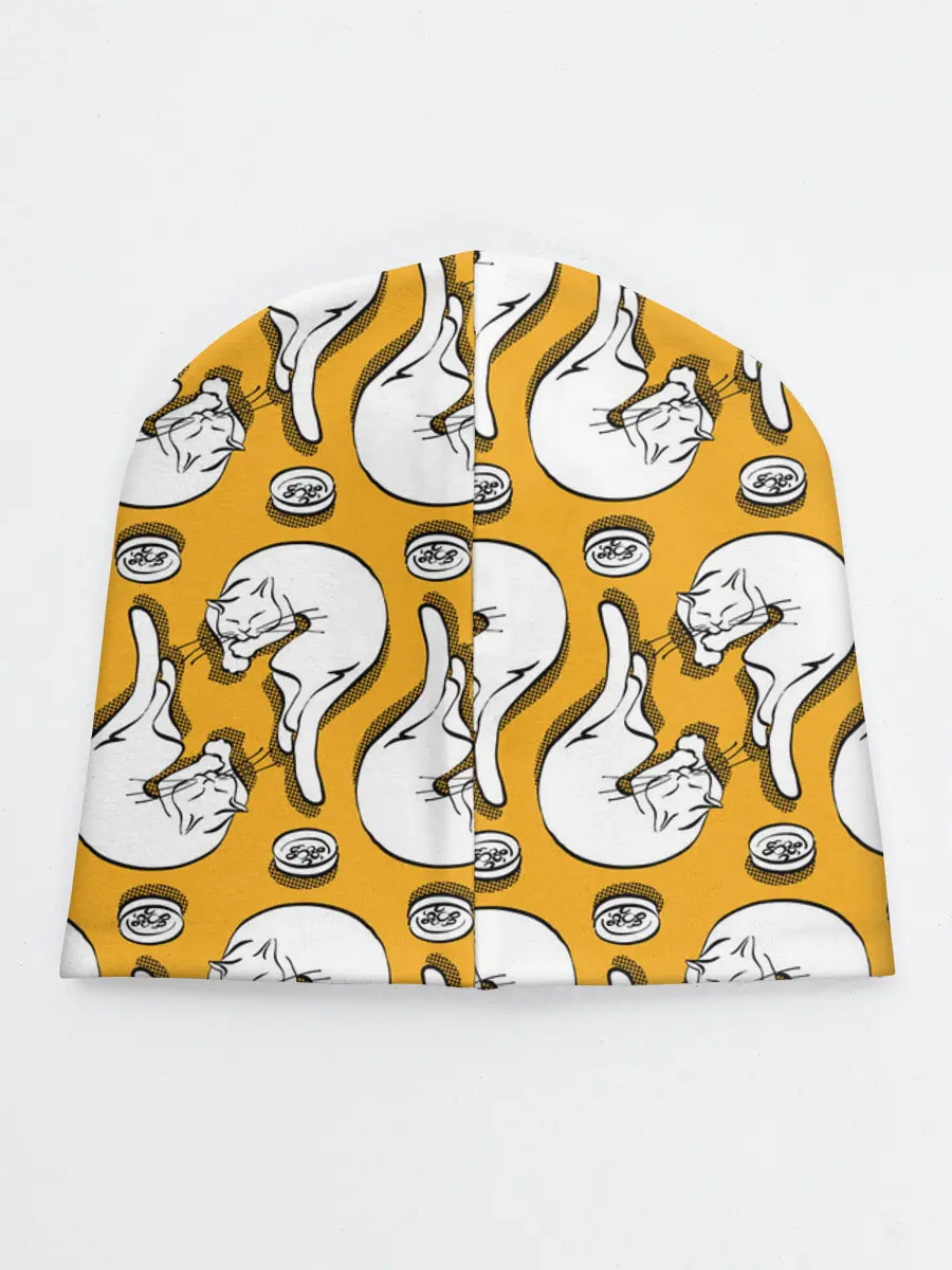 Детская шапка / Белая кошка и корм