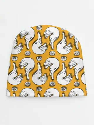 Детская шапка / Белая кошка и корм