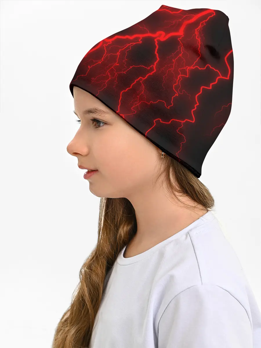 Детская шапка / МОЛНИЯ RED NEON