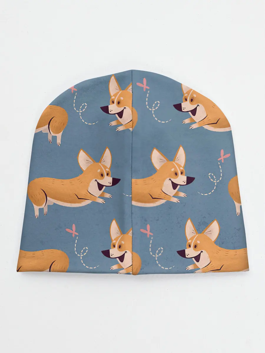 Детская шапка / Корги с бабочкой