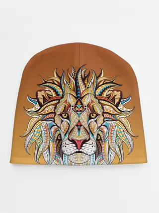 Детская шапка / Стилизованный арт ЛЕВ морда